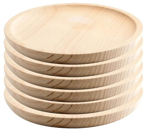 Space Home - Piatti per Polpo in Legno - Set di 6 per Servire Pizza, Carne, Formaggio - Piatto per Formaggi - Diametro 24 cm