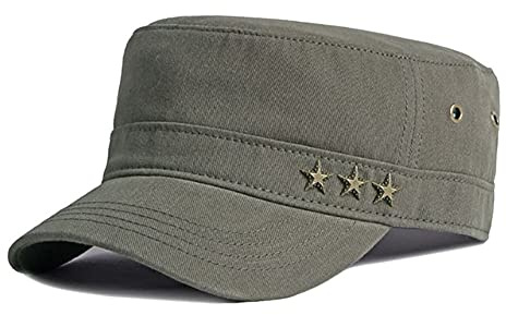 Adantico Män militär armé unisex keps justerbar basebollkeps dam platt keps, Grön, 50-60