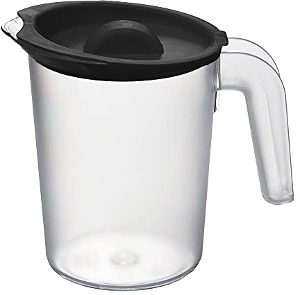 Roltex Small 500ml Plastic Frosted Clear Jug and Black Lid Reusable Virtually Unbreakable