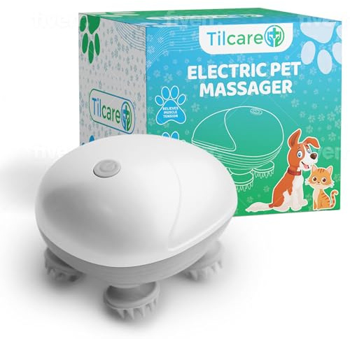 Masajeador de mascotas manual para perros y gatos de Tilcare - Masajeador de perros y de gatos eléctrico - Rascador de cabeza y espalda para aliviar la tensión, los músculos tensos y la rigidez