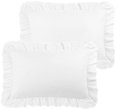 PiccoCasa Juego de 2 Fundas de Almohada con Volantes cepillados, Fundas de Almohada Suaves y Transpirables con Cierre de sobre, Funda de Almohada de Microfibra con Dobladillo de 4 Pulgadas, Color