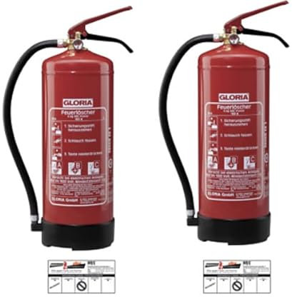 Gloria PD6GA Lot de 2 extincteurs en poudre ABC avec manomètre et plaque 10LE