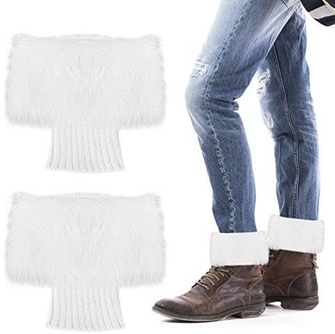 Lusofie Women Short Furry Leg Warmers - Winter Faux Fur Boot Cuff