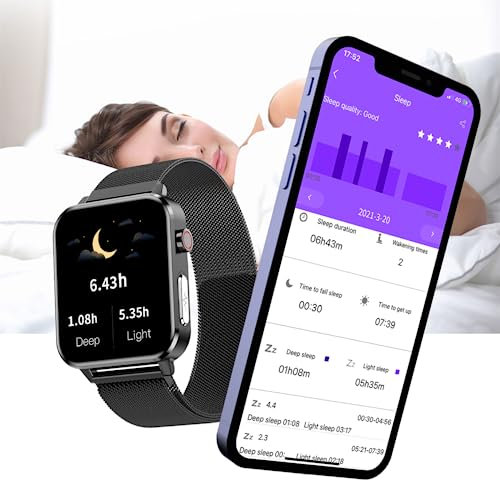 Zeit Vision Care Plus Gesundheitsuhr GPS IP68 wasserdicht für Android und iOS - Smartwatch mit Blutdruckmessung Blutsauerstoffmessung EKG Pulsmesser Vorhofflimmern Schrittzähler - Fitness Tracker