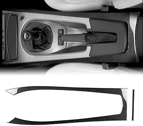 JORAsa Für BMW Z4 E85 E86 2003-2008, Real Carbon Fiber Car Center Control Gear Shift Außenrahmen Panel Aufkleber Zubehör Autoteile Dekoration Innenausstattung Geschenk,Schwarz