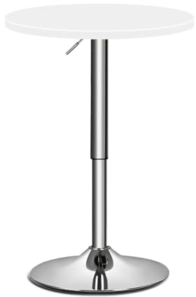 MoNiBloom 23.5 Inch Round Bar Table, 27.5-36 Height-Adjustable, White