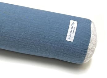 Blausberg Baby - Bettschlange Bettkissen Bettrolle Seitenschläferkissen Bettumrandung Nackenrolle Kuschelschlange Zierkissen Zugluftstopper 100% Musselin-Baumwolle - Kornblumenblau (200 cm)