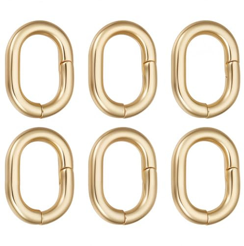 SUNNYCLUE 1 Box 6 Stück Echte 18K Vergoldete Auslösefeder O Ringe 0.5 Zoll Ovale Feder O Ring Torringe Geldbörse Hardware Schlüsselanhänger Verschlüsse Karabiner Clip Karabinerhaken Verschlussringe Fü