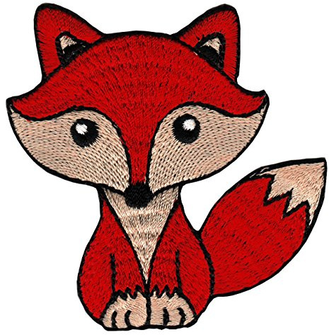 Fuchs Rot Aufnäher zum aufbügeln oder aufnähen Bügelbild Bügelpatch Kinder Aufbügler für Kleidung Bügelflicken Tier Patch Applikation Flicken Größe 7,5 x 7,7 cm