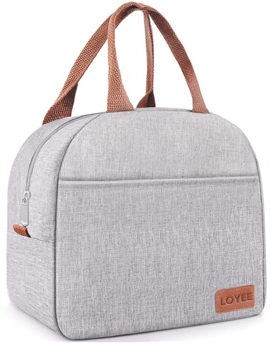 Lunchtasche, Lunchbox für Damen und Herren, große Kapazität, isolierte Lunchtasche für Erwachsene, auslaufsicher, wiederverwendbar, für Arbeit, Büro, Reisen, Picknick, Grau