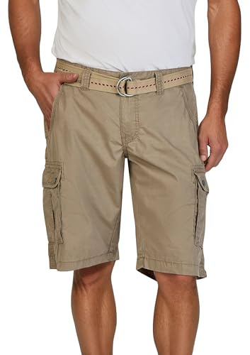 Timezone Cargo Shorts Herren mit Gürtel Regular Fit MaguireTZ Kurze Hosen | Cargoshorts Sommer 100% Baumwolle Beige Grau Grün Blau 30 31 32 33 34 36 38 40