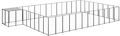 CIADAZ Hundehütte, Schwarz, 30,25 m², Stahl, Käfig für Hunde, Laufstall, Hundekäfig Haus 314