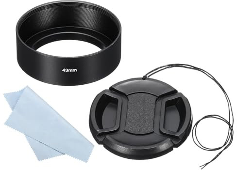 PATIKIL 46mm Lens Hood, Standard Focus Frosted Surface Anti-reflective Inside Hood with 58mm Lens Cap and Cloth for Camera Lens, Black for Nikon, for Fujifilm, for Pentax, for Leica