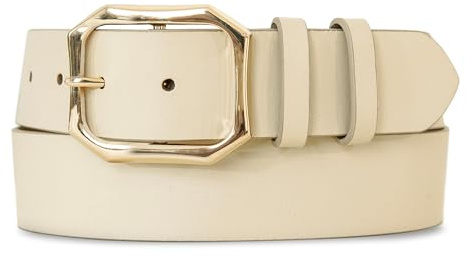 Lucky Brand High Shine Buckle Belt - Cream - S