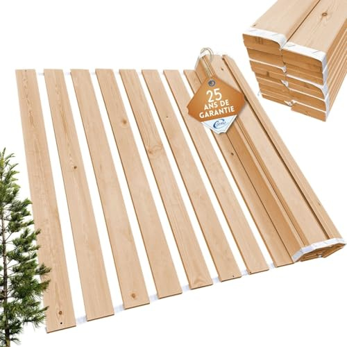 Coemo Somier Enrollable De Madera Maciza De Pino, 120 X 210 Cm, Color Naturaleza