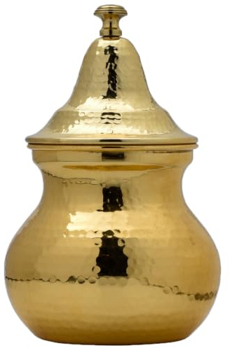 Orientalische Zuckerdose Andalus handgefertigt aus Messing Gold 16 cm | Aesthetic Design, Bonboniere Andalus, Für Schmuckaufbewahrung, Als Deko für Wohnzimmer/Schlafzimmer, Für Schminktisch