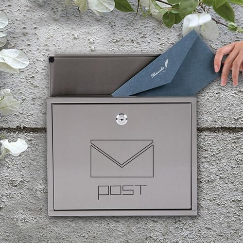 YZMJXNYY Cassetta delle Lettere da Parete, Cassetta Postale da Esterno, Cassetta Posta, Cassette Postali, Cassetta Lettere Esterno, Montaggio A Parete, in Acciaio Inox, 2 Chiavi con Serratura