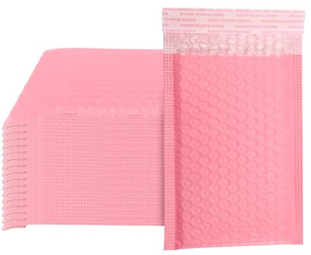 Sessleger 50 Stück Luftpolsterumschläge, selbstklebend, gepolstert, mit Luftpolster-Versandtasche, Rosa