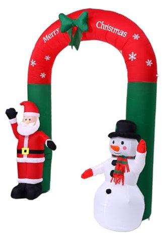Folpus Arco Inflable navideño de 122 Pulgadas con Luces, Enchufe UE de 220 V, decoración de Papá Noel y muñeco de Nieve para año Nuevo, Resistente al