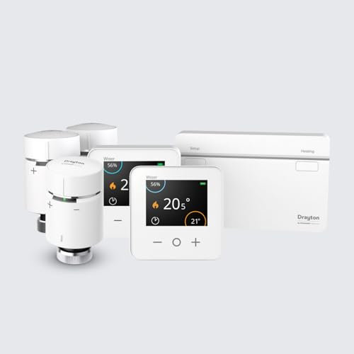 Drayton Wiser Smart Thermostat & Radiator TRV - Complete Heating & Hot Water Control From Anywhere for Conventional Boiler - DIY Install, White