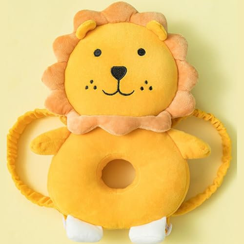 SQAQS Protector de Cabeza de Bebé, Almohada Protección para la Cabeza del Bebe, Protección Bebé, Ajustable Safety Helmets Gorra Protectora para Bebé Edad 4-24 Meses(León)