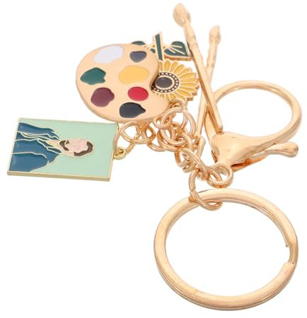 WESIEVYA Paint Palette Charm Keychain Paintbrush Pendant Artistic Keyring for Painters and Art Students Creative Outdoor Travel Accessory