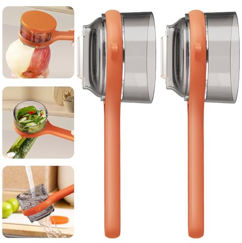 Coltello sbucciatore a doppia faccia in acciaio inossidabile con scatola portaoggetti, coltello sbucciatore con scatola portaoggetti, pelapatate frutta e verdura con contenitore, pelapatate multi