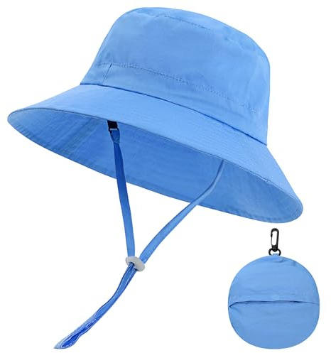 MK MATT KEELY Sommar Barnhatt Bomull Vikbar Solhatt Baby Unisex Solhatt Hav Fiskare Solskydd, Blå, 4-7 anni