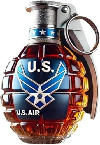 Carafe à whisky en forme de grenade militaire de 300 ml, bouteille en verre gravée en forme de grenade, carafe à whisky à thème militaire étanche et design durable pour la fête des anciens combattants