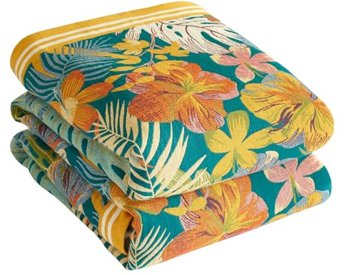 Bailix Premium Bohemian throw, 100% Cotton Cuddly Blanket with Fringes, Double-Sided Muslin, Boho Blanket, 150 x 200 cm, Cuddly Sofa Blanket and Bed Throw, Patchwork, Blanket for Room Green/Orange