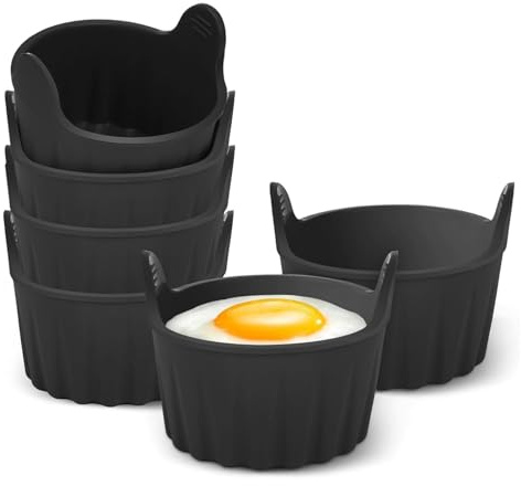 6 Pcs Ramekins for Air Fryer, Microwave Egg Poacher, Food Grade Air Fryer Egg Poacher, Ramekins Baking Cups for for AirFryer, Microwave and Oven