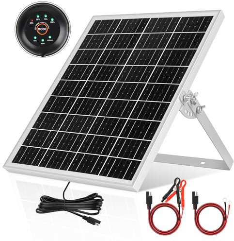 【25W Halterung Solarpanel 18V Kit】DERUXI 25 W Solar Panel: Solar Autobatterie Ladegerät 25W, Eingebautem PWM Laderegler+Verstellbare Halterung+SAE-Kabel, Solarmodul für 12V GEL, AGM, LiFePO₄-Batterien