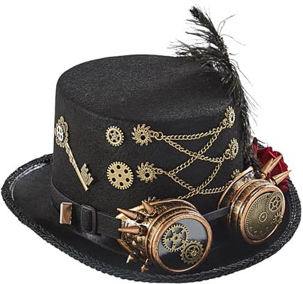 Generico Steampunk Hattar - Vintage Cylinderhatt för Halloween | Unisex Kostym Tillbehör för Vuxna, Mångsidig Tillbehör