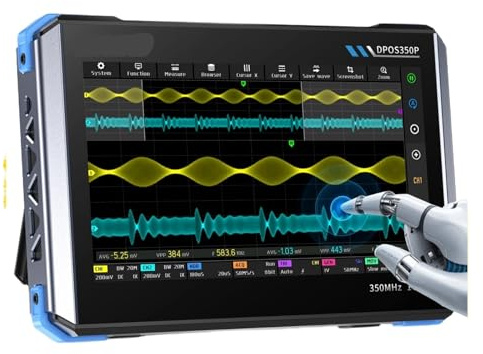 YVAAASIYC Osciloscopio de Tableta DPOS350P 4 en 1, 2 Canales, 350 MH/z, generador de señales, 50 MH/z, analizador de Espectro, analizador de Respuesta de frecuencia
