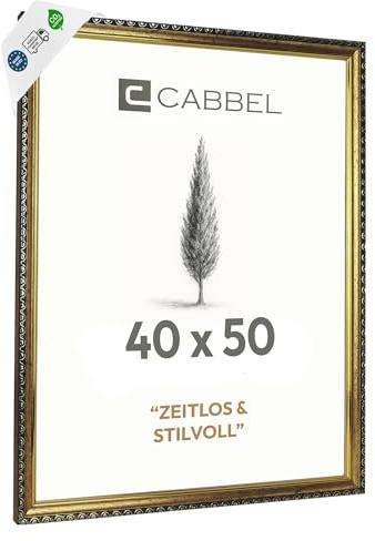 CABBEL Marco de fotos CELI 40x50 cm Dorado – Marco barroco vintage – Acrílico resistente – Para fotos y pósters – Decoración salón y oficina