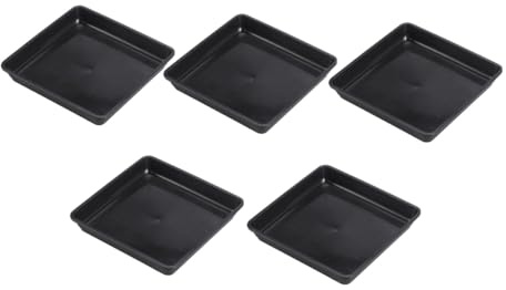NOLITOY Paleta para Macetas Cuadrada 15x15 Cm Negra 5 Piezas para Jardín Interior y Exterior Soporte Duradero De Plástico PP Colección Agua y Tierra