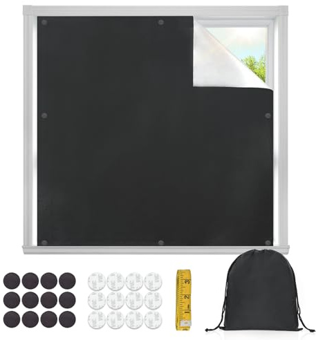 OTraki Set di tessuto oscurante, 130 x 145 cm, oscurante, protezione dal calore, per lucernario, magnetico, pellicola oscurante senza fori, per camera da letto