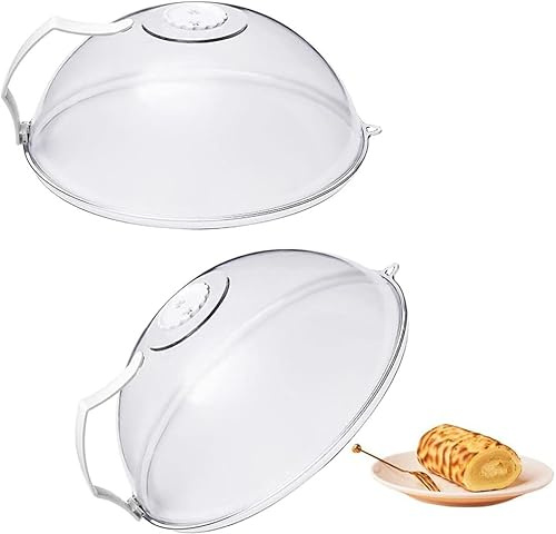Abdeckhaube mikrowelle,23cm zum Erhitzen von Lebensmitteln - Mikrowellenhaube-Transparenter mit Dampfentlüftungslöchern Griff Einfach Reinigung Spritzschutz für Mikrowelle (2)