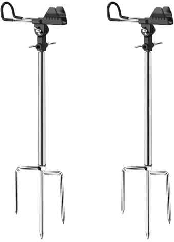 2 Stück Angelrutenhalter Edelstahl, 360° Verstellbar, Abnehmbar & Leicht Tragbar, Universal Rutenhalter Angelzubehör Geschenke für Männer