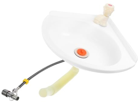 SAeWare Space-Saving Triangular Corner Utility Sink - Wall-Mounted Plastic Washbasin for Bathrooms Garages Offices & Restrooms - Easy to Install Design Space Efficient,
