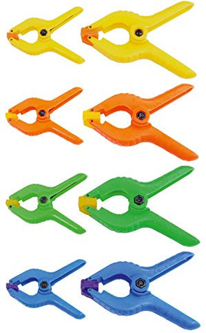 WERKZEYT Klemmzwingen - Set 22 teilig 63/90 mm - Blau/Grün/Orange/Gelb - Zwinge mit hoher Federkraft/Federklemme mit beweglichen Backen/Handtuchklammern für Strandliegen / B25161