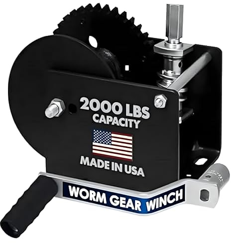 Goldenrod Dutton-Lainson Company (WG2000HEX) Worm Gear Winch with Hex Drive - 2000 lb. Load Capacity | 2,000 Lb Capacity, 5/8 in Hex Drive, Rust-resistant Finish, 40:1 Ratio, For Heavy Equipment/trailers, Drill Or Manual Use