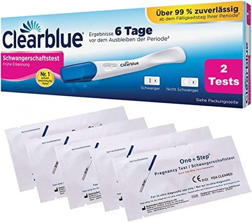 Clearblue Frühe Erkennung Schwangerschafts-Frühtest 10 miu/ml 2 Stück + 5 Schwangerschaftstests 25 miu/ml
