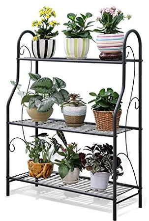 Scaffali Porta Piante Metallo 3 Livelli Supporto per Fiori Scaffale Multiuso mensola per vasi da Fiori Scaffale per scaffali per Interni/Esterni Espositore Multi-Strato per scaffali Bonsai - L70.3 ×