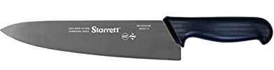Starrett Coltello da Cucina in Acciaio Inox Dello Chef, Ampio Profilo Triangolare, 10 Pollici (250 mm), Manico Nero