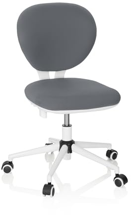 hjh OFFICE 670971 Silla de Escritorio para Niños Kid Vivo Tela Gris, Silla giratoria para Juvenil, Respaldo con Ajuste de Altura
