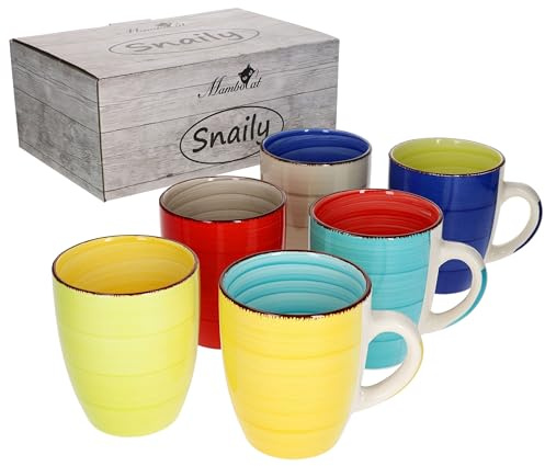 MamboCat Malaga Snaily 6-tlg. Kaffeebecher Set bunt I 6 Farben I für 6 Personen I 300 ml I Steingut