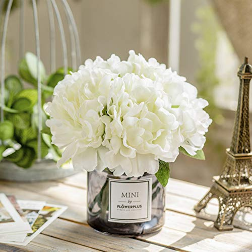 MOOMASS Artificial Peony and Glass vase Decoration, Ins Style Artificial Flower Glass Bottle Set