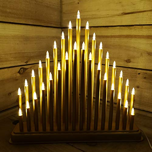 Premier 36cm Christmas Gold Candlebridge/Arch with 33 Warm White LEDs