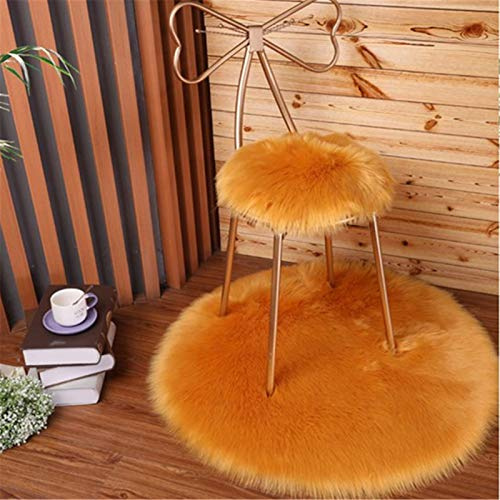 SWECOMZE Runde Faux Lammfell Schaffell Teppich Kunstfell Dekofell in Super weich Teppich Longhair Fell Optik Nachahmung Wolle Bettvorleger Sofa Matte (Goldenes Kamel,45 * 45cm)